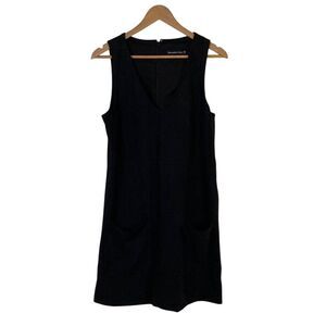 Abercrombie & Fitch V Neck‎ Sleeveless Sheath Dress Womens MT Black Faux Suede